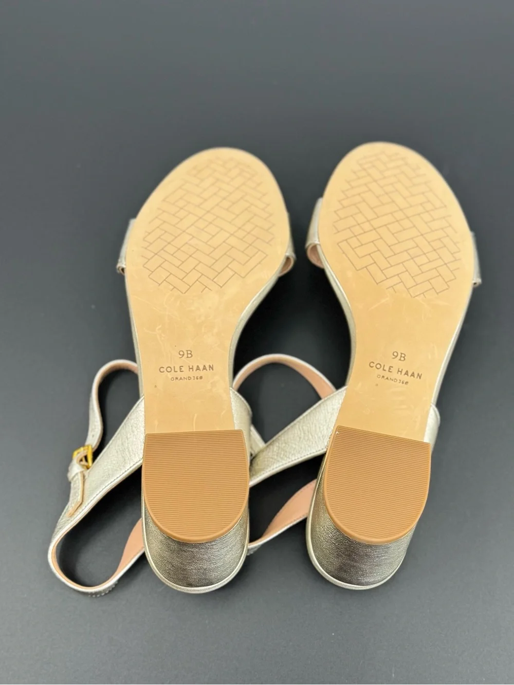 Cole Haan Pearl Metallic Chain-Link Block Heel Sandals